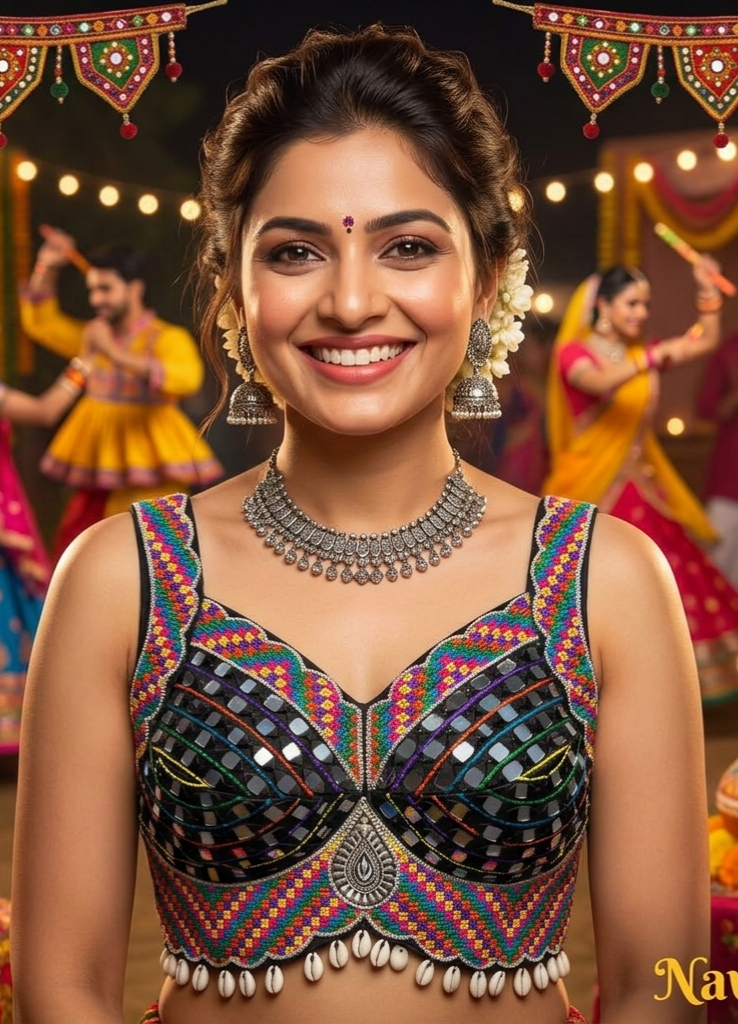 Black Pure Heavy Real Mirror Thread &amp; Kaudi Wok Bridal Blouse