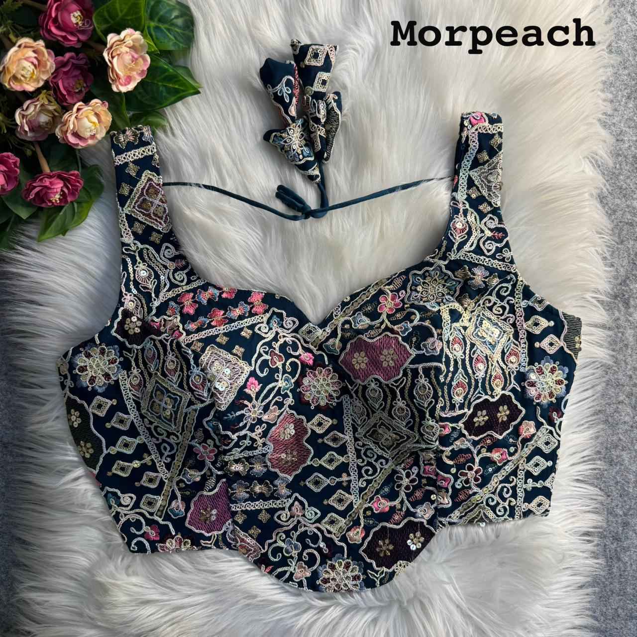 More Prach Pure Fox Georgette Antique Codding Sequins Wok Blouse