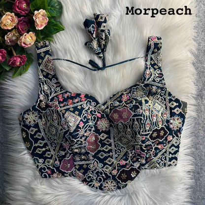More Prach Pure Fox Georgette Antique Codding Sequins Wok Blouse