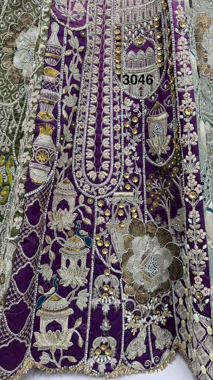 Multi Pure Premium Silk Various Handwork &amp; Multi thread Zari Work Bridal Lehenga Choli