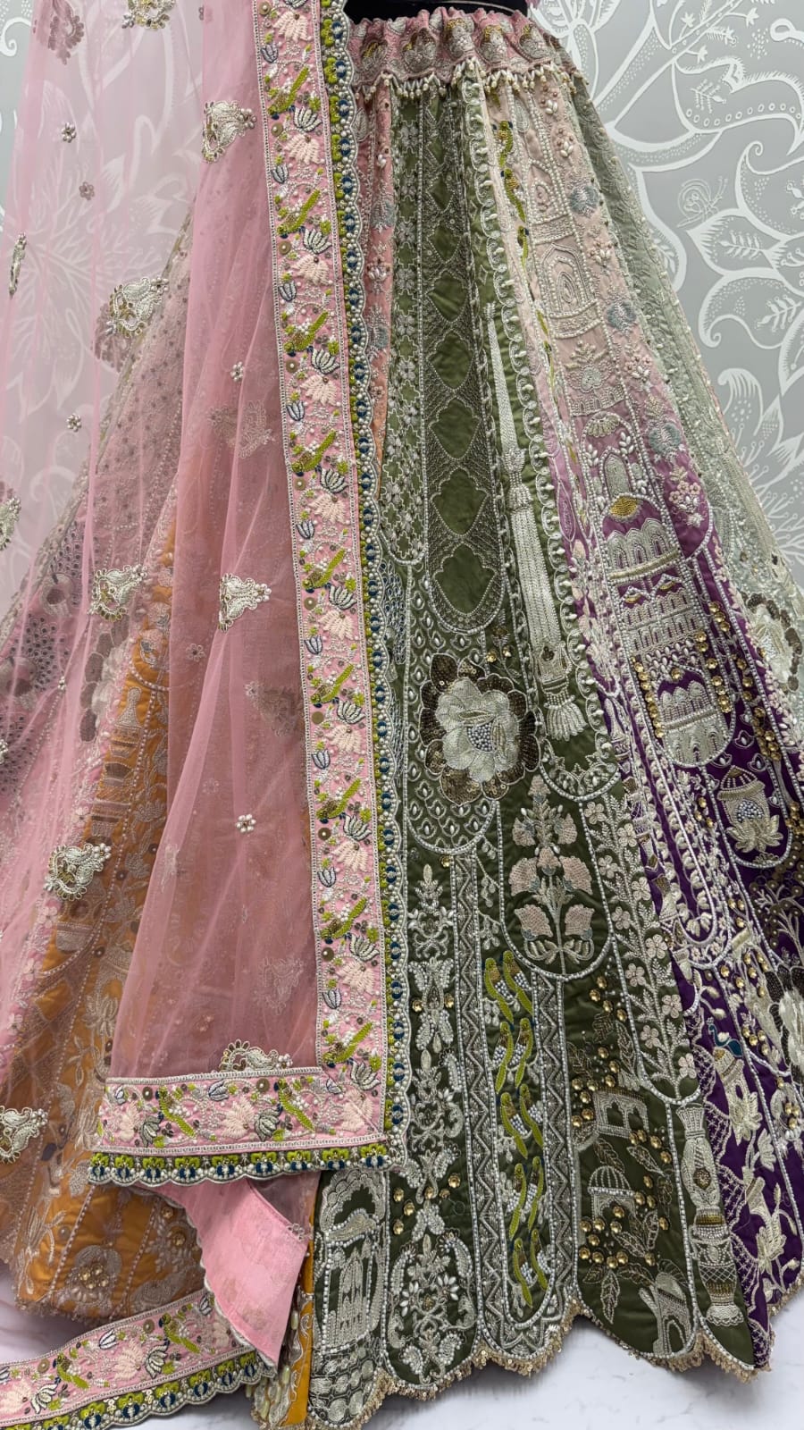 Multi Pure Premium Silk Various Handwork &amp; Multi thread Zari Work Bridal Lehenga Choli