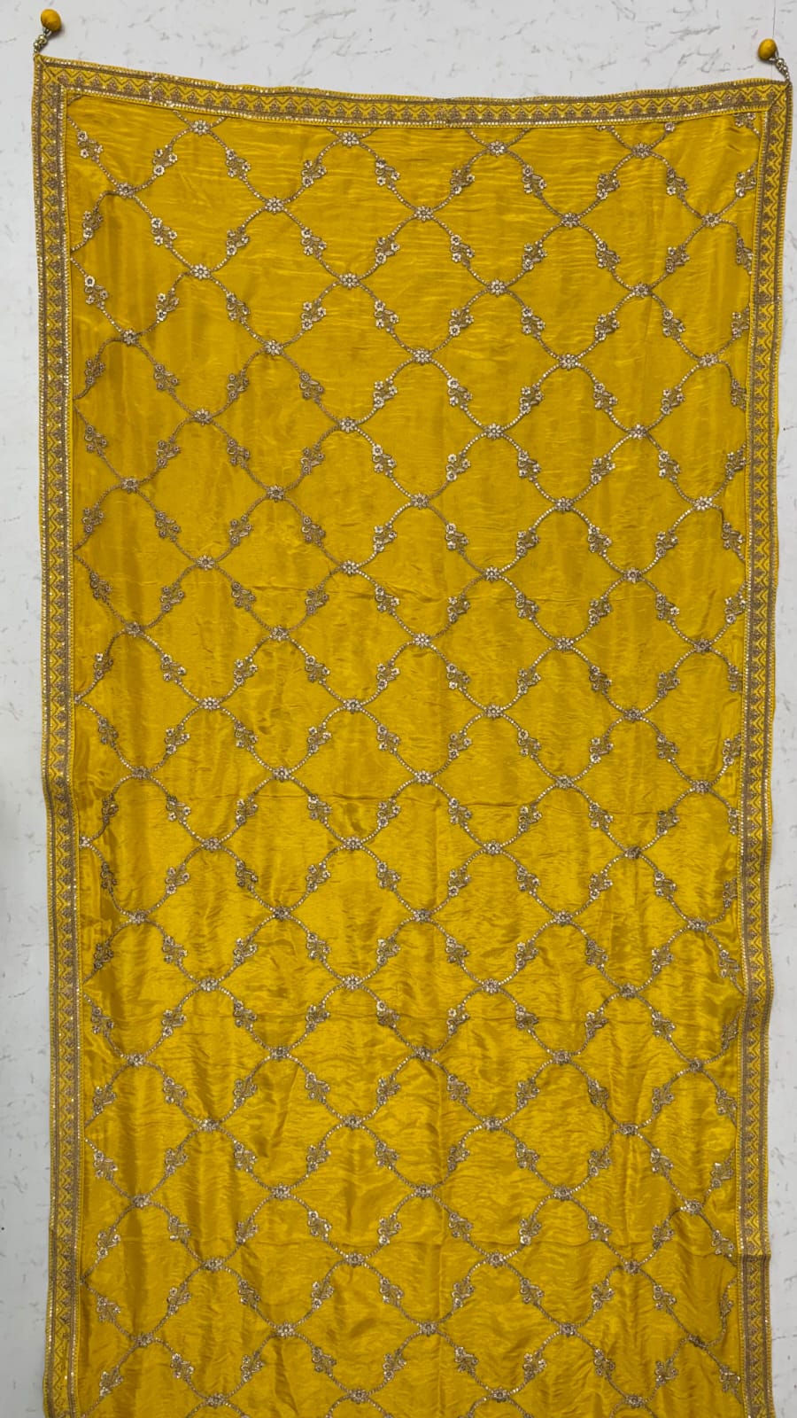 Royal Yellow Pure Banarasi Silk Zari Figure Pattern Weaving Work Bridal Lehenga Choli