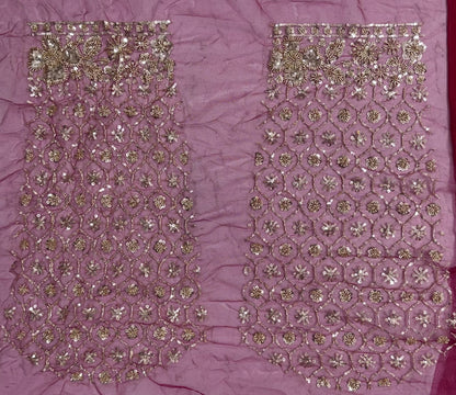 Red Pure Heavy Net Motif Sequins Zari Embroidery Work Net Bridal Lehenga Choli