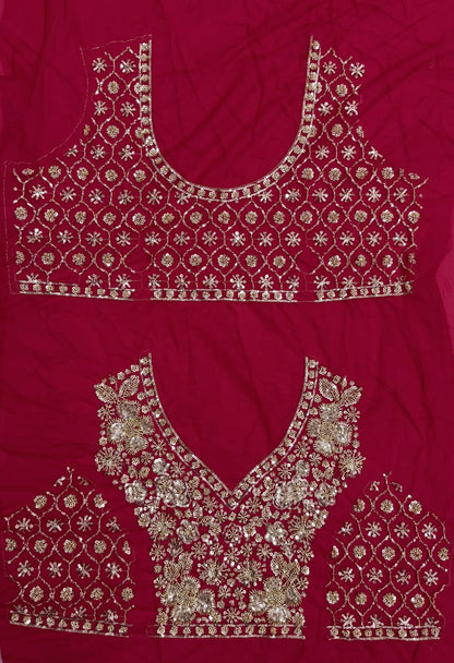 Red Pure Heavy Net Motif Sequins Zari Embroidery Work Net Bridal Lehenga Choli