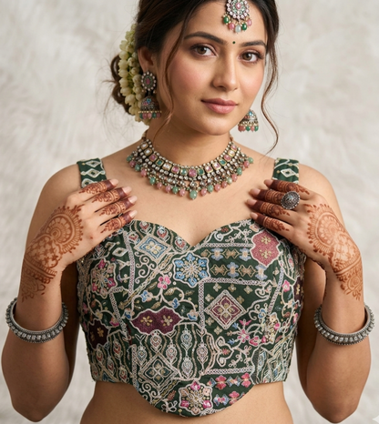 Mehndi Pure Fox Georgette Antique Codding Sequins Wok Blouse