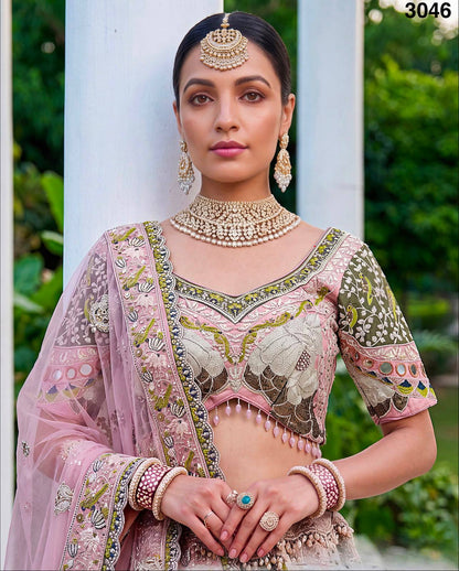 Multi Pure Premium Silk Various Handwork &amp; Multi thread Zari Work Bridal Lehenga Choli