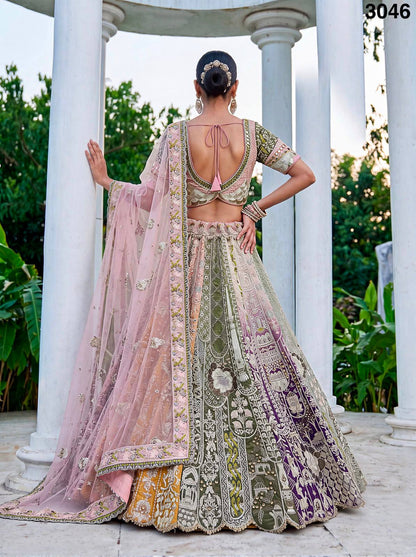 Multi Pure Premium Silk Various Handwork &amp; Multi thread Zari Work Bridal Lehenga Choli
