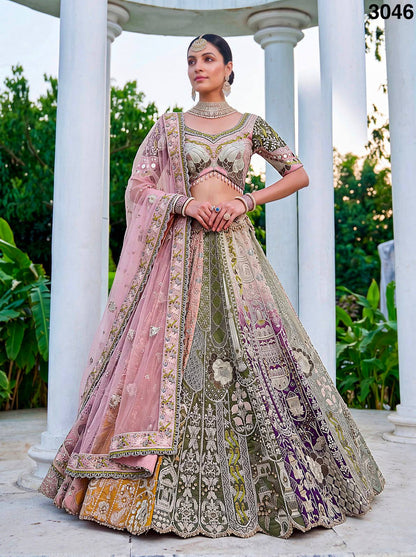 Multi Pure Premium Silk Various Handwork &amp; Multi thread Zari Work Bridal Lehenga Choli