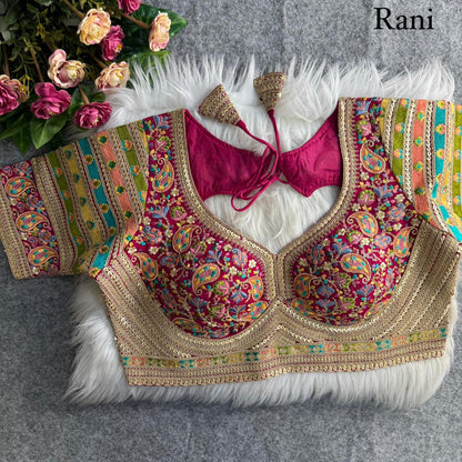 Rani Pure Fox Georgette Kashmiri Work Sabyasachi Inspired Bridal Blouse