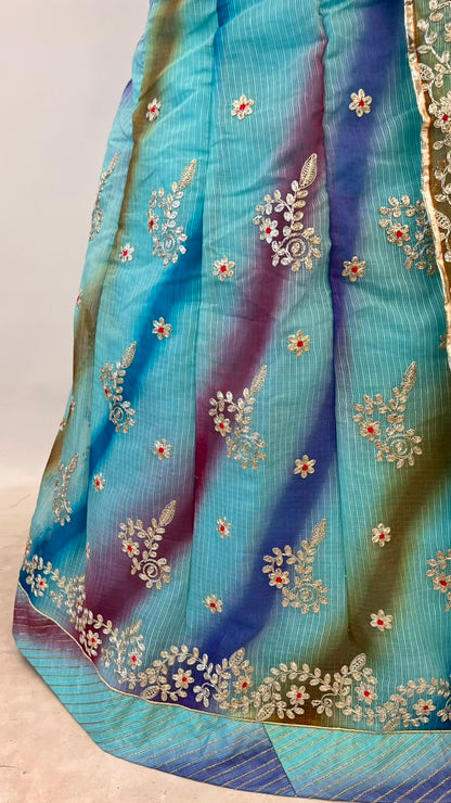 Sky Pure Soft Kota Doriya Gotta Patti Rajasthani Rajputi Lehenga Choli