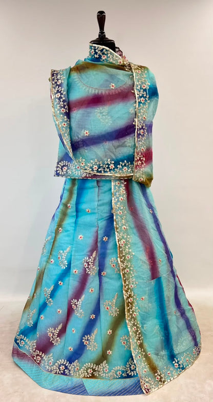 Sky Pure Soft Kota Doriya Gotta Patti Rajasthani Rajputi Lehenga Choli