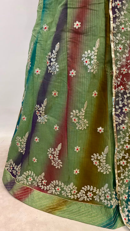 Green Pure Soft Kota Doriya Gotta Patti Rajasthani Rajputi Lehenga Choli