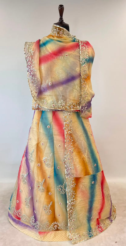 Cream Pure Soft Kota Doriya Gotta Patti Rajasthani Rajputi Lehenga Choli