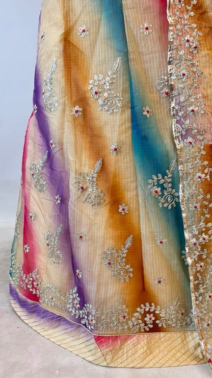 Cream Pure Soft Kota Doriya Gotta Patti Rajasthani Rajputi Lehenga Choli