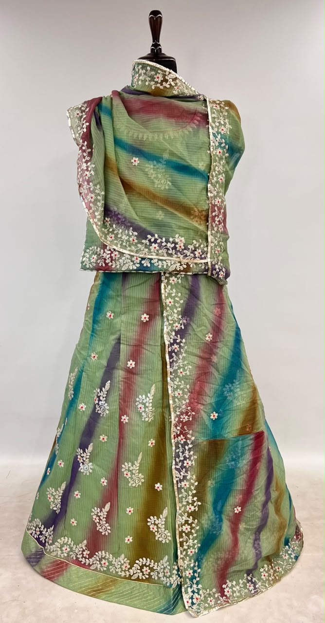 Green Pure Soft Kota Doriya Gotta Patti Rajasthani Rajputi Lehenga Choli
