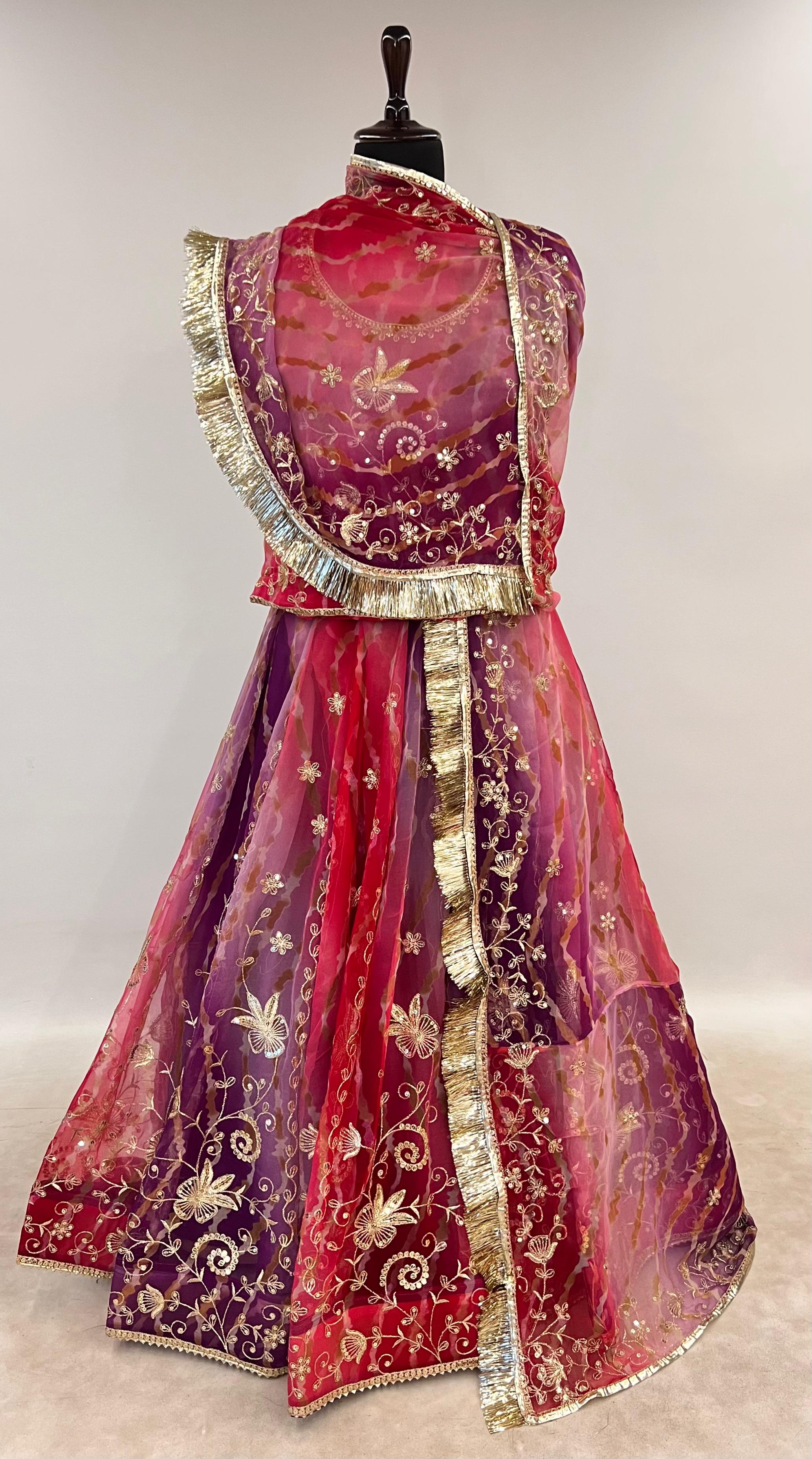 Multi Pure Semi Georgette Gotta Patti Rajasthani Rajputi Lehenga Choli