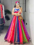 Multicolor Pure Faux Georgette Traditional Multi Prints kali Navratri Lehenga Choli