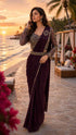 Wine Purple Pure Imported  Lycra Silk Ready to Wear Saree