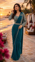 Rama Purple Pure Imported  Lycra Silk Ready to Wear Saree