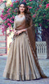 Cream Pure Poly Cotton with Zari Woven Half Saree Lehenga