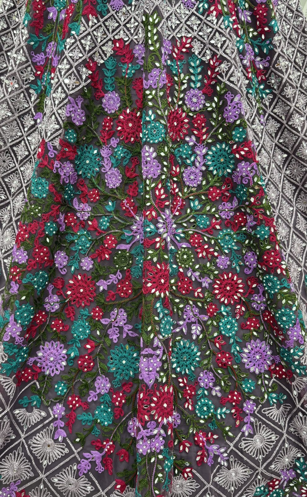 Purple Pure Heavy Net Monochrome Sequins Zari Embroidery Work Net Bridal Lehenga Choli