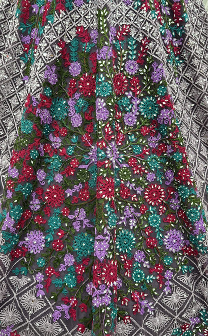 Purple Pure Heavy Net Monochrome Sequins Zari Embroidery Work Net Bridal Lehenga Choli