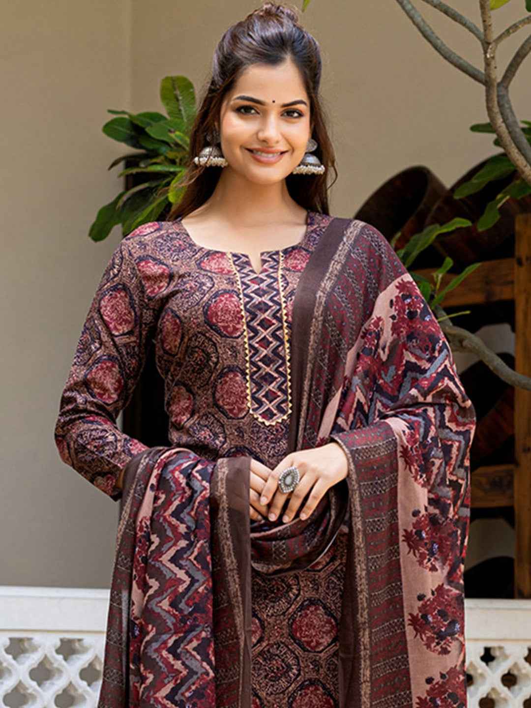 Maroon Pure Soft Rayon Cotton Printed Salwar Suit