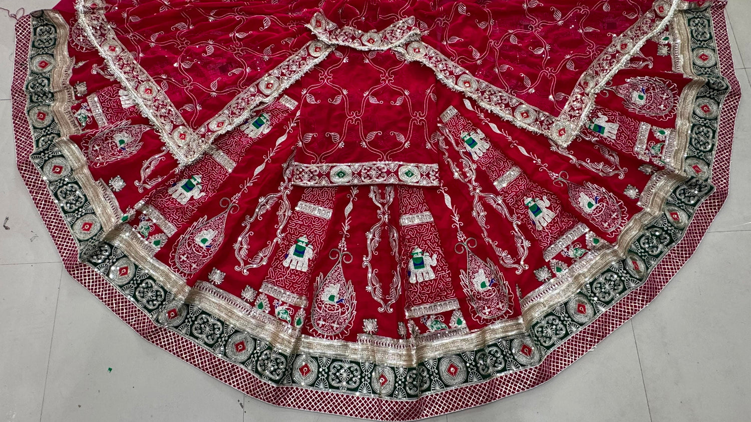 Rani Pink Pure Georgette Lahariya Print 05 Mte Flair With Gotta Patti Rajasthani Rajputi Lehenga Choli