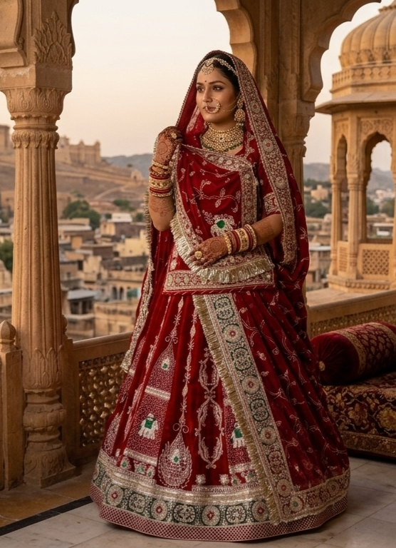 Rani Pink Pure Georgette Lahariya Print 05 Mte Flair With Gotta Patti Rajasthani Rajputi Lehenga Choli
