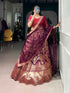 Wine Pure Soft Jacquard Silk Zari Woven Zari Lehenga Choli