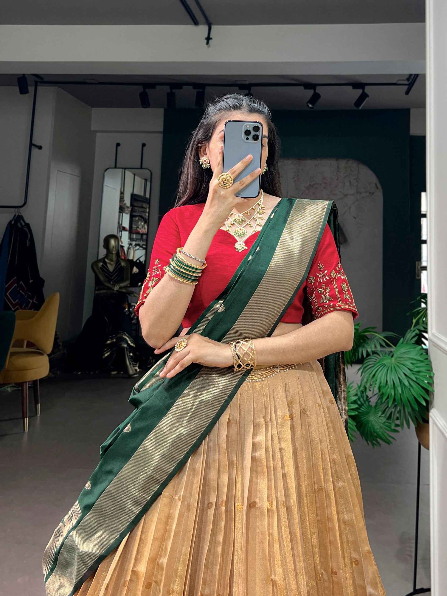 Green Pure Kanchipuram Silk With Zari Weaving Work Paithani Lehenga Choli