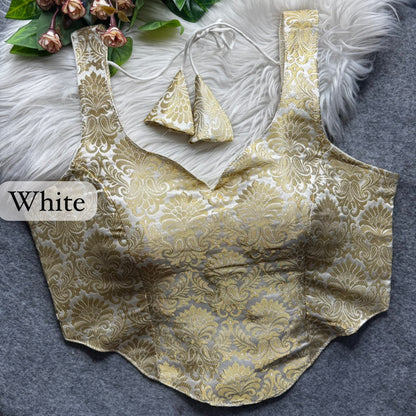 White Pure Heavy King Khab Banarasi With Tricot Fuising Blouse