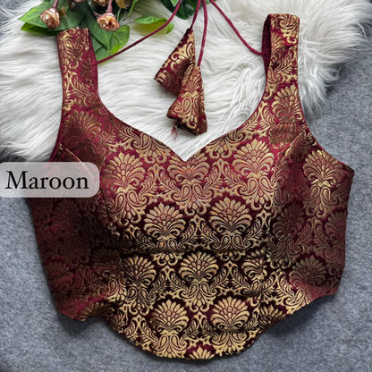Wine Pure Heavy King Khab Banarasi With Tricot Fuising Blouse