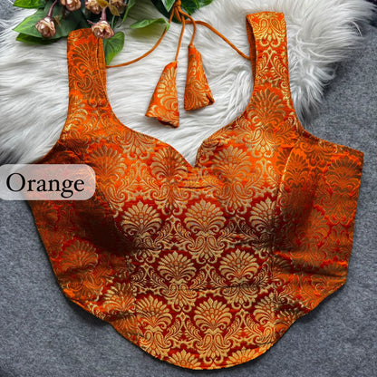 Orange Pure Heavy King Khab Banarasi With Tricot Fuising Blouse