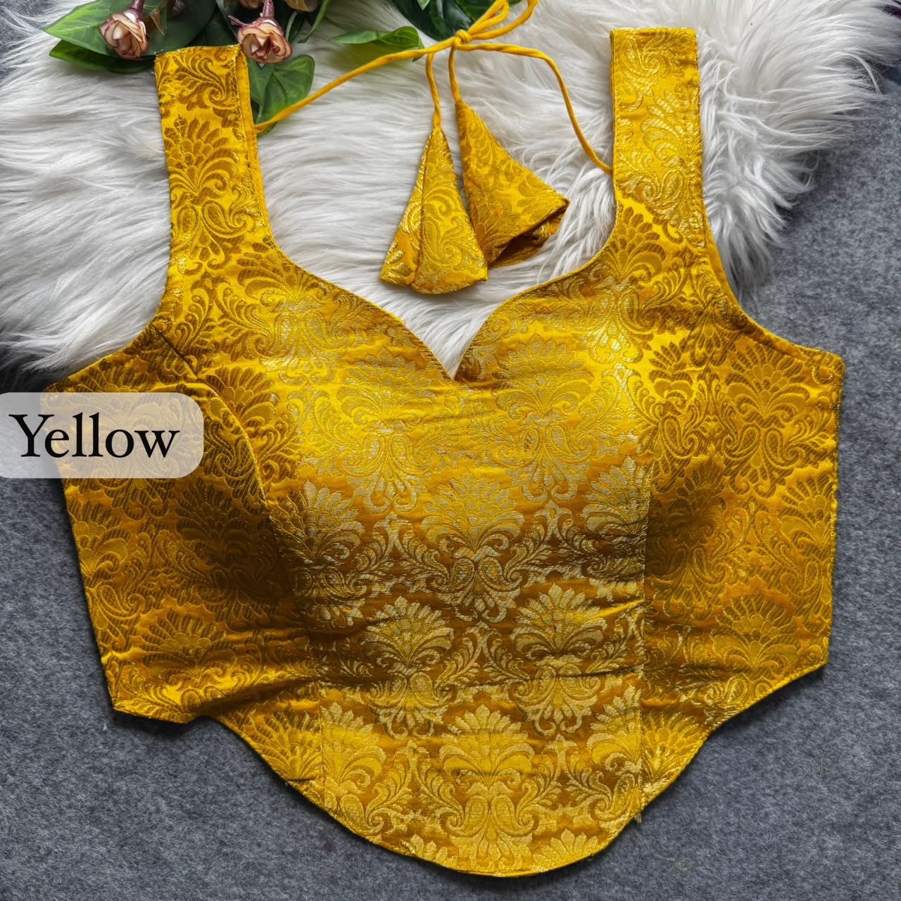 Yellow Pure Heavy King Khab Banarasi With Tricot Fuising Blouse