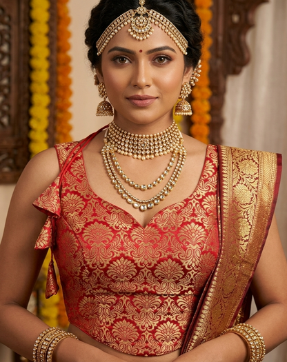 Red Pure Heavy King Khab Banarasi With Tricot Fuising Blouse