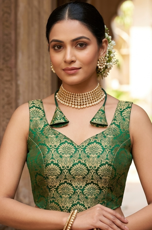 Green Pure Heavy King Khab Banarasi With Tricot Fuising Blouse