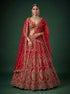 Red Pure Silk Tatamie Zari Dori Embroidery Metalic Sequins Hand Work Bridal Lehenga Choli
