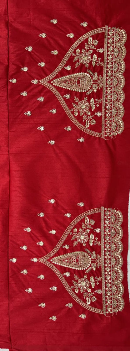 Red Pure Silk Tatamie Zari Dori Embroidery Metalic Sequins Hand Work Bridal Lehenga Choli