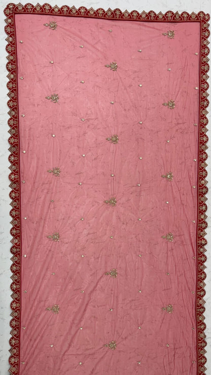 Red Pure Silk Tatamie Zari Dori Embroidery Metalic Sequins Hand Work Bridal Lehenga Choli