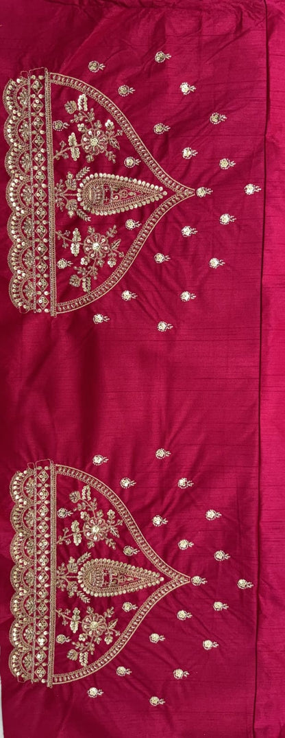 Rani Pure Silk Tatamie Zari Dori Embroidery Metalic Sequins Hand Work Bridal Lehenga Choli