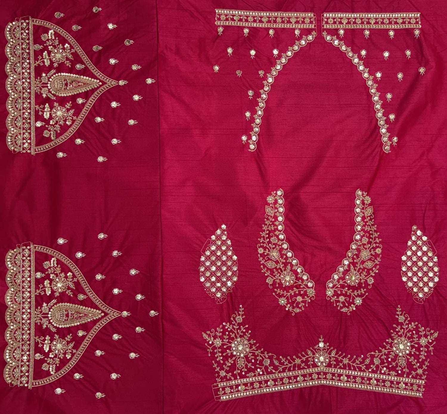 Rani Pure Silk Tatamie Zari Dori Embroidery Metalic Sequins Hand Work Bridal Lehenga Choli