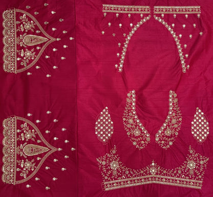Rani Pure Silk Tatamie Zari Dori Embroidery Metalic Sequins Hand Work Bridal Lehenga Choli