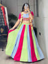 Multi Pure Reyon Cotton Multi Color Kali Frilled Navratri Lehenga Choli