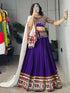Purple Pure Reyon Cotton Gamthi & Mirror Work Navratri Lehenga Choli