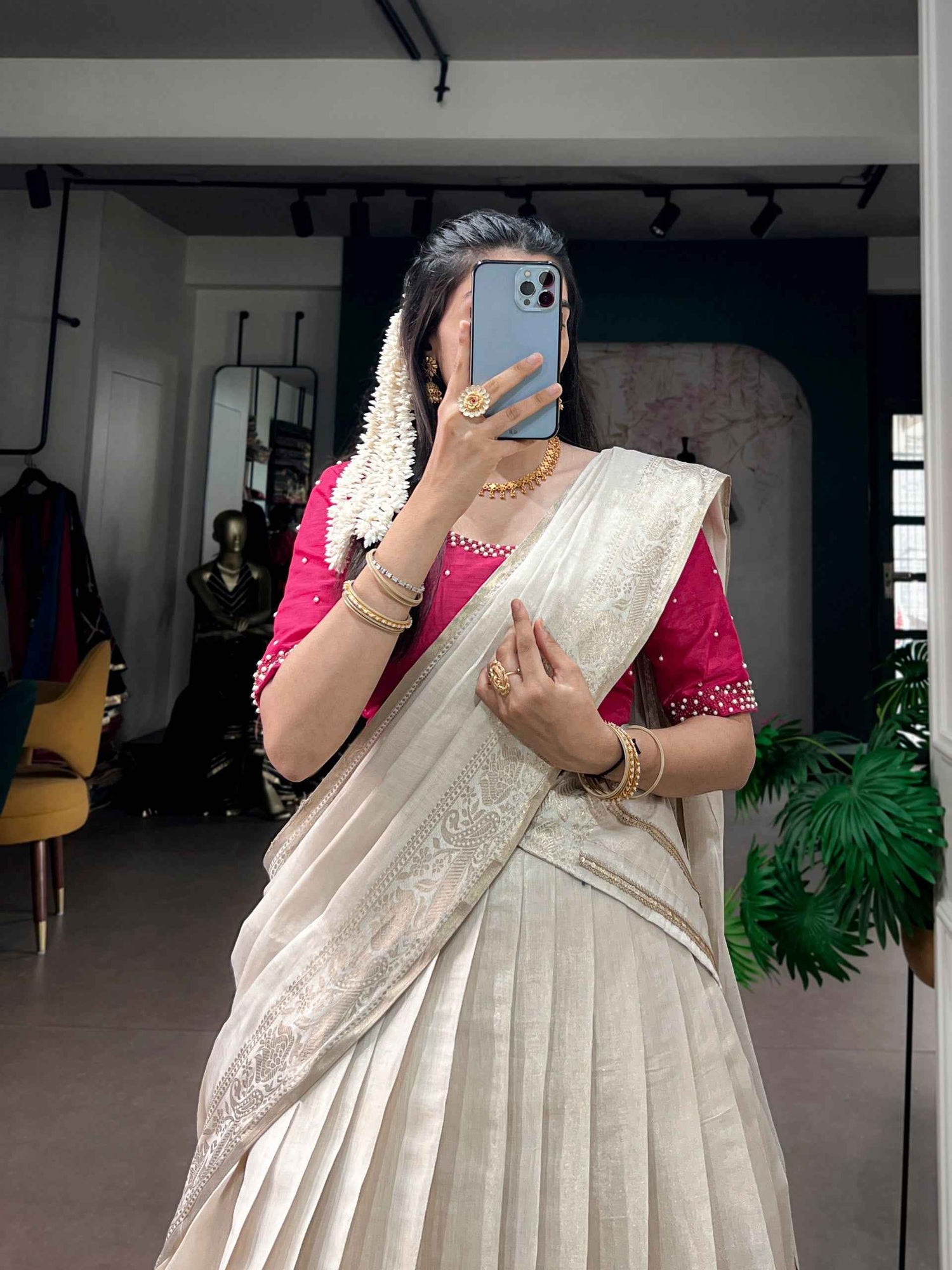 White Pure Kanchipuram Silk With Zari Weaving Work Paithani Lehenga Choli