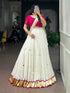 White Pure Lightweight Embossed Design & Real Mirror Navratri Lehenga Choli