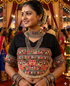 Black Pure Roman Silk Kutchi Gamthi Embroidered Work Navratri Blouse
