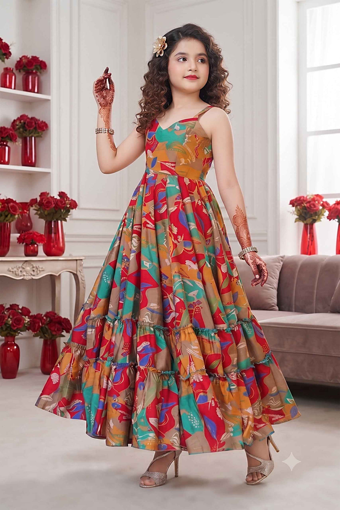 Multi Heavy Rayon Cotton Heavy Digital Printed Kid&
