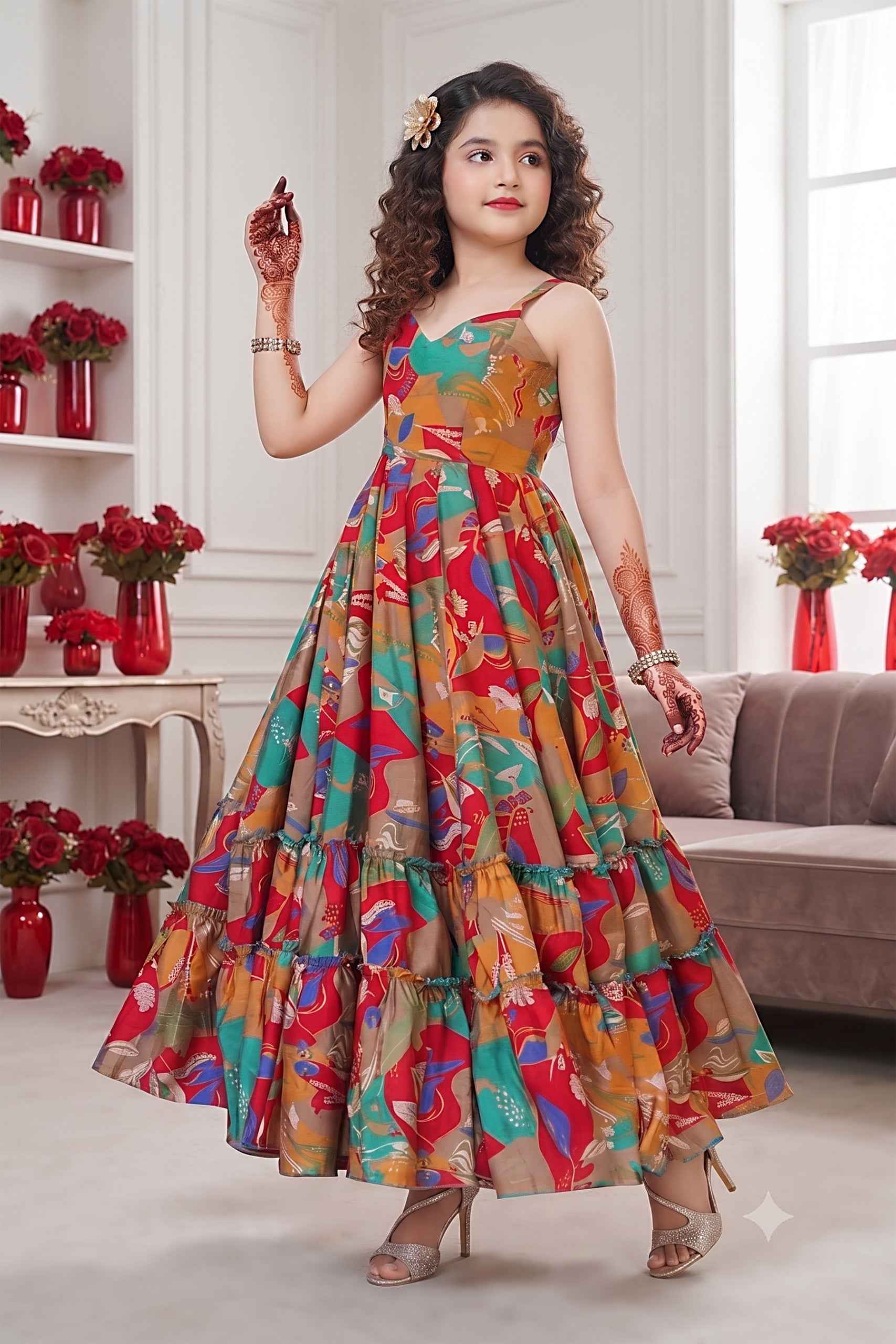 Multi Heavy Rayon Cotton Heavy Digital Printed Kid&